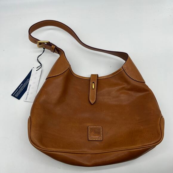 Dooney & Bourke Handbags Florentine Leather Crescent Hobo Brown Chestnut - Picture 1 of 16